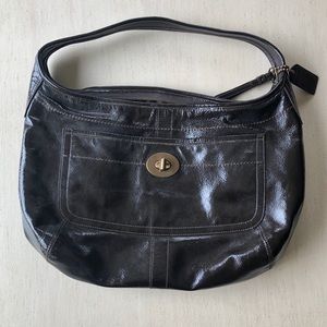 Chocolate brown patent leather Coach bag